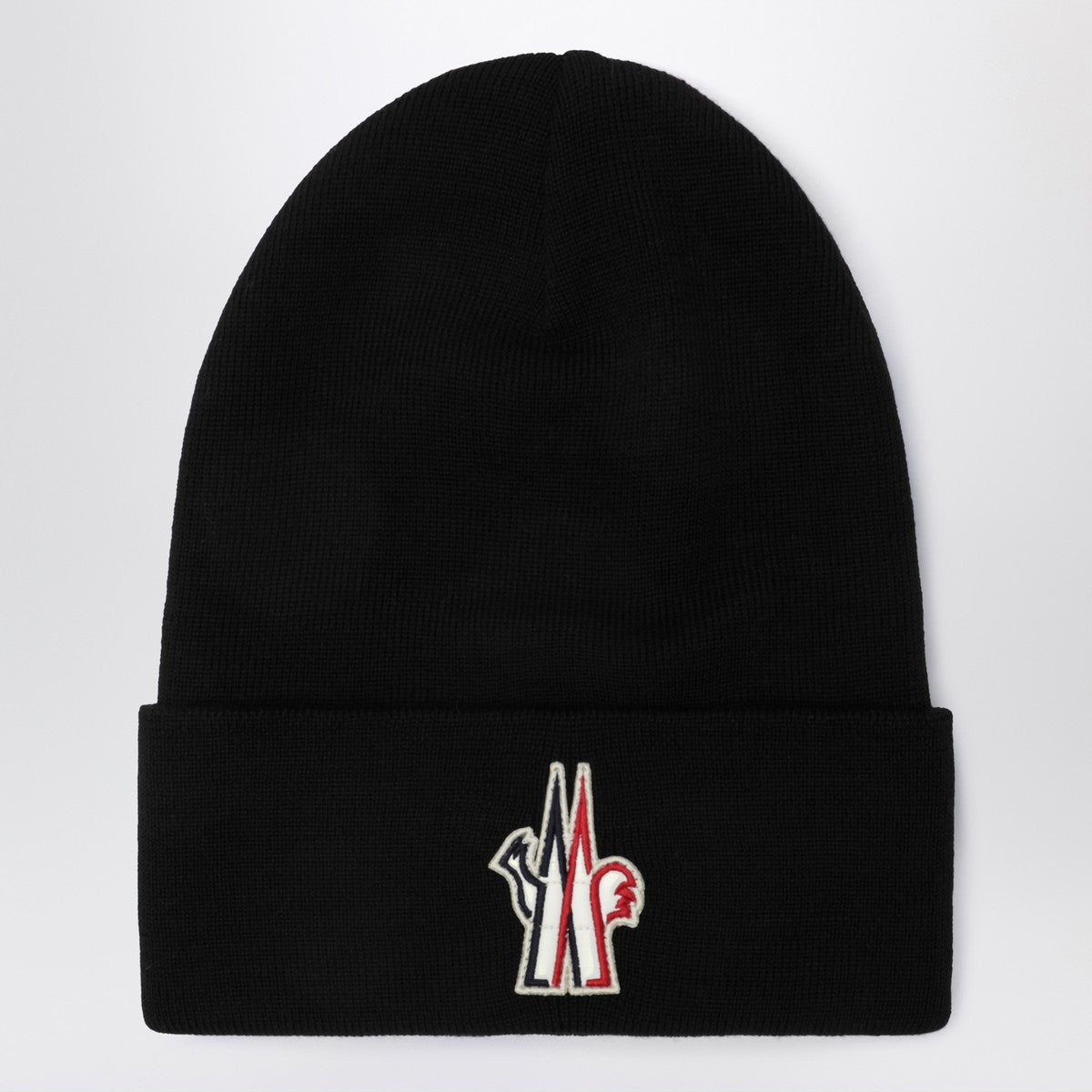 Moncler Grenoble Black wool hat with logo embroidery