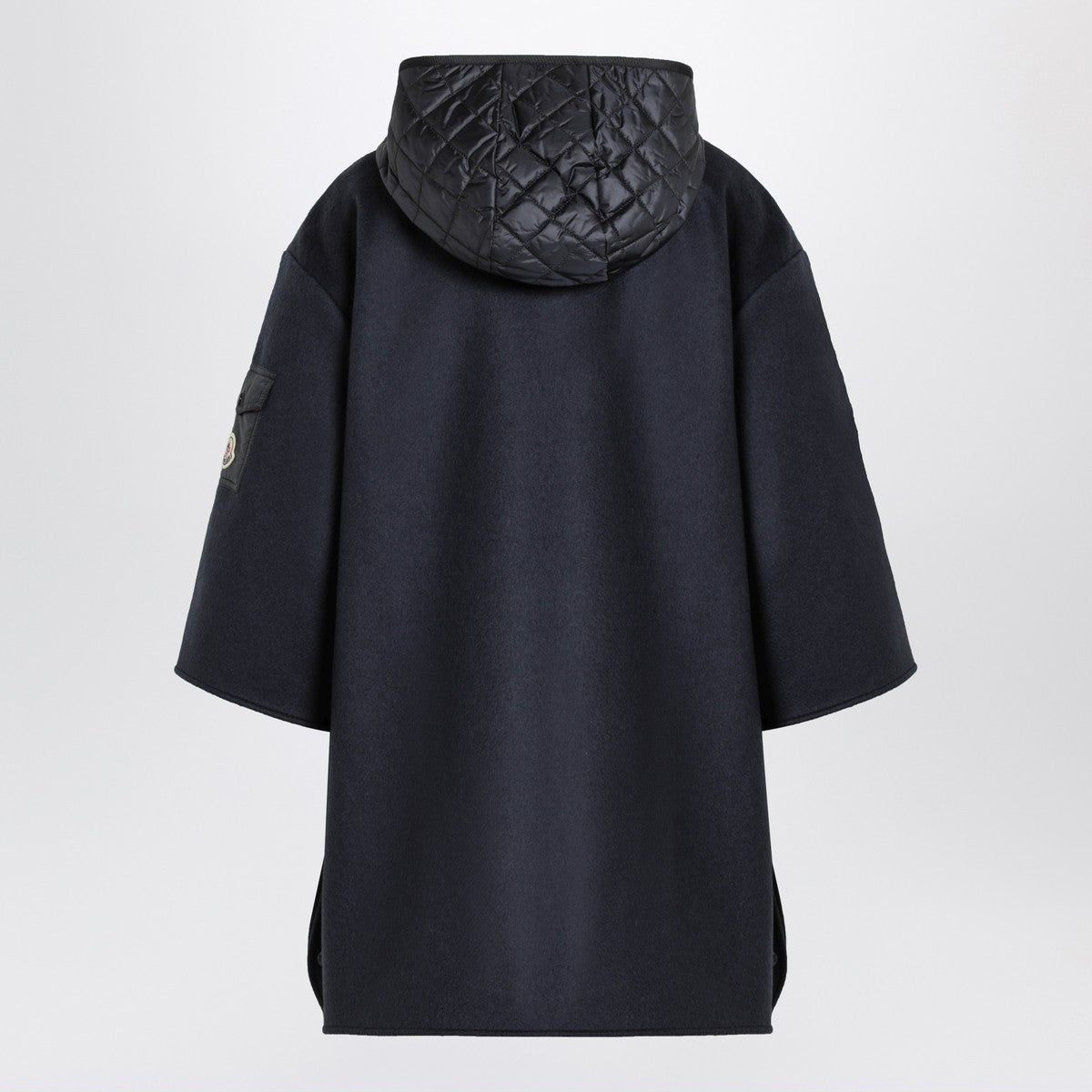 Moncler Blue wool blend cape with zip and hood
