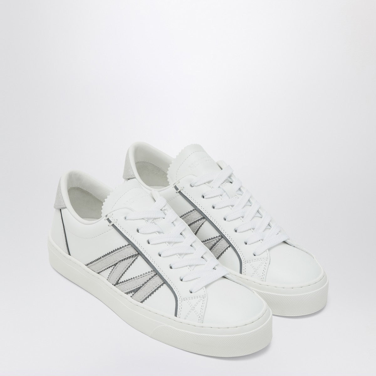 Moncler White leather Monaco2 sneakers