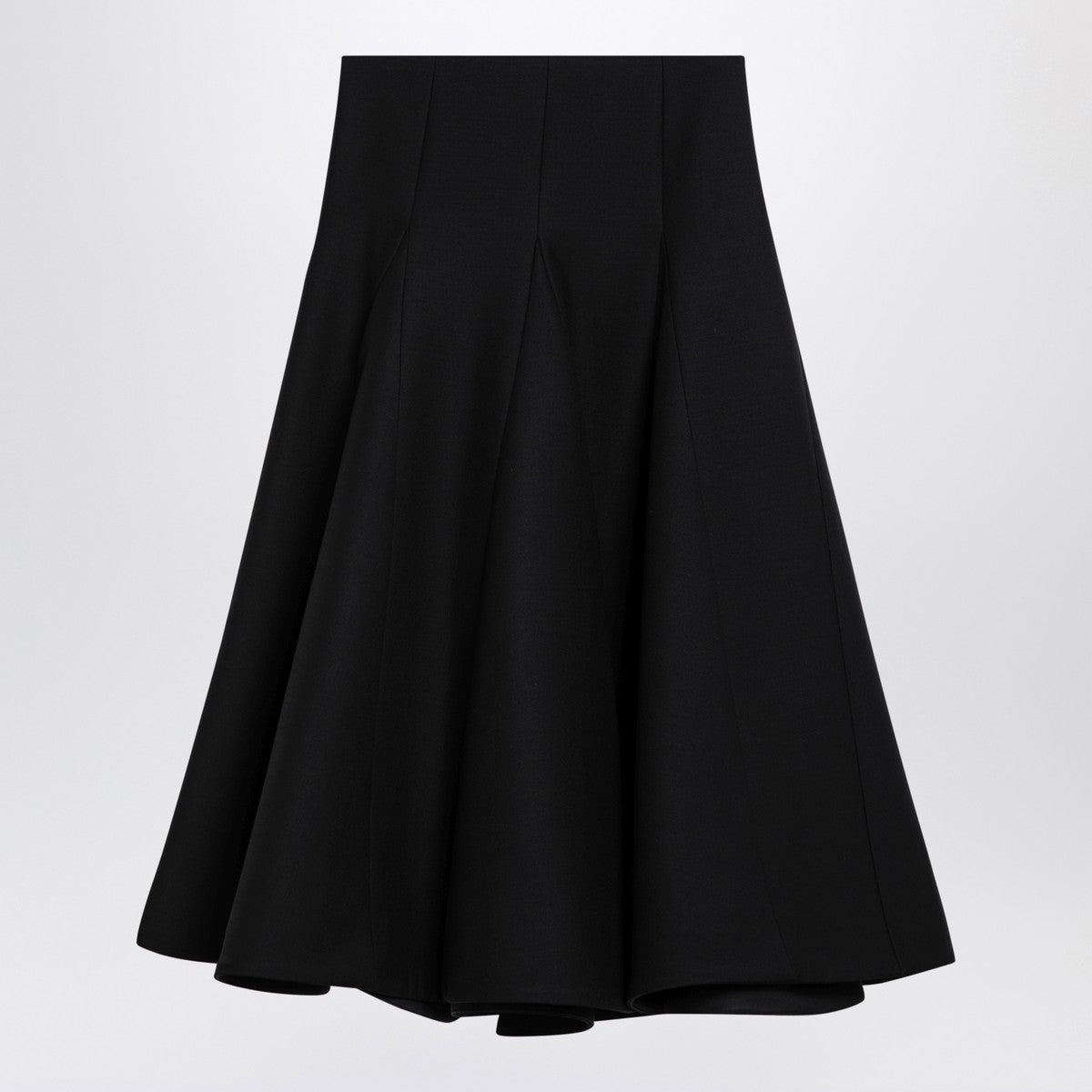 Valentino Black silk flounced midi skirt