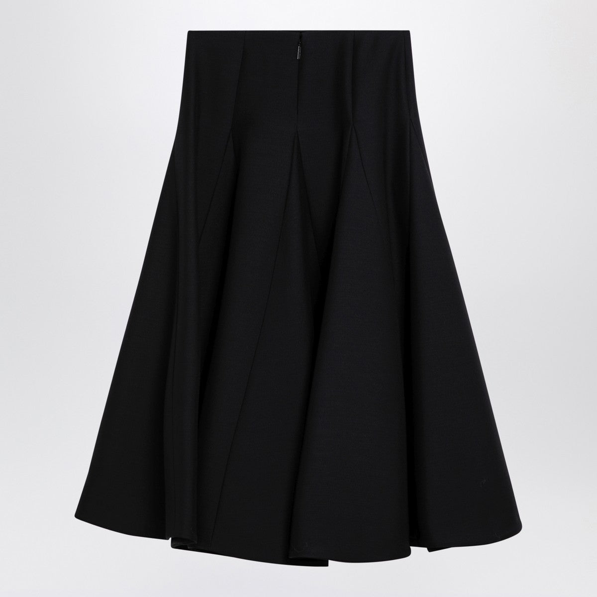 Valentino Black silk flounced midi skirt