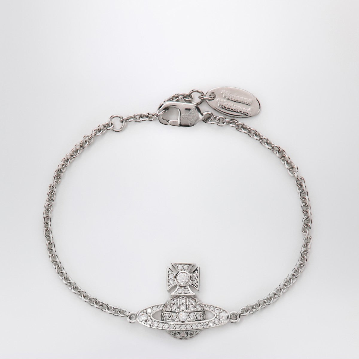 Vivienne Westwood Platinum Orb logo bracelet with crystals