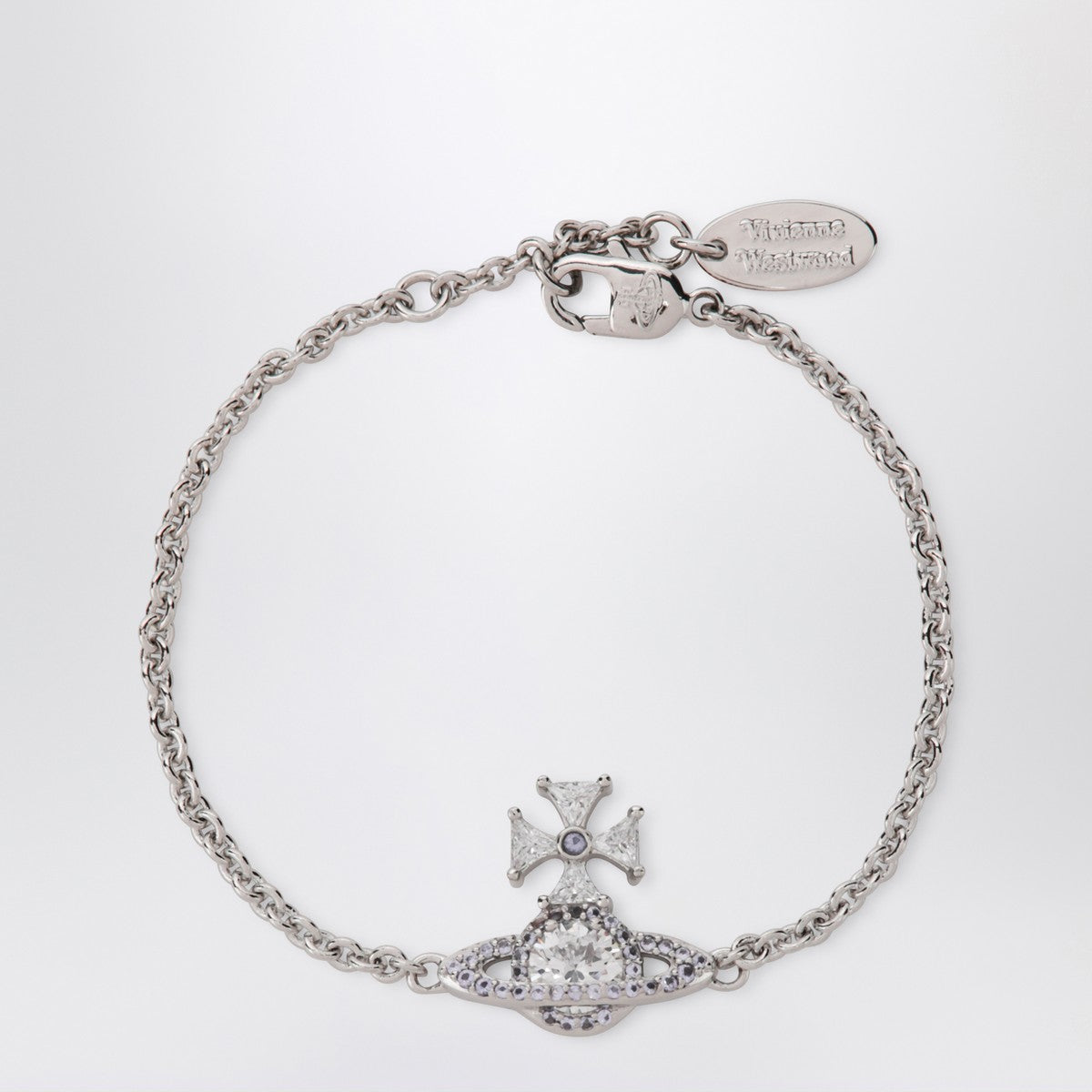 Vivienne Westwood Platinum Orb logo bracelet with crystals