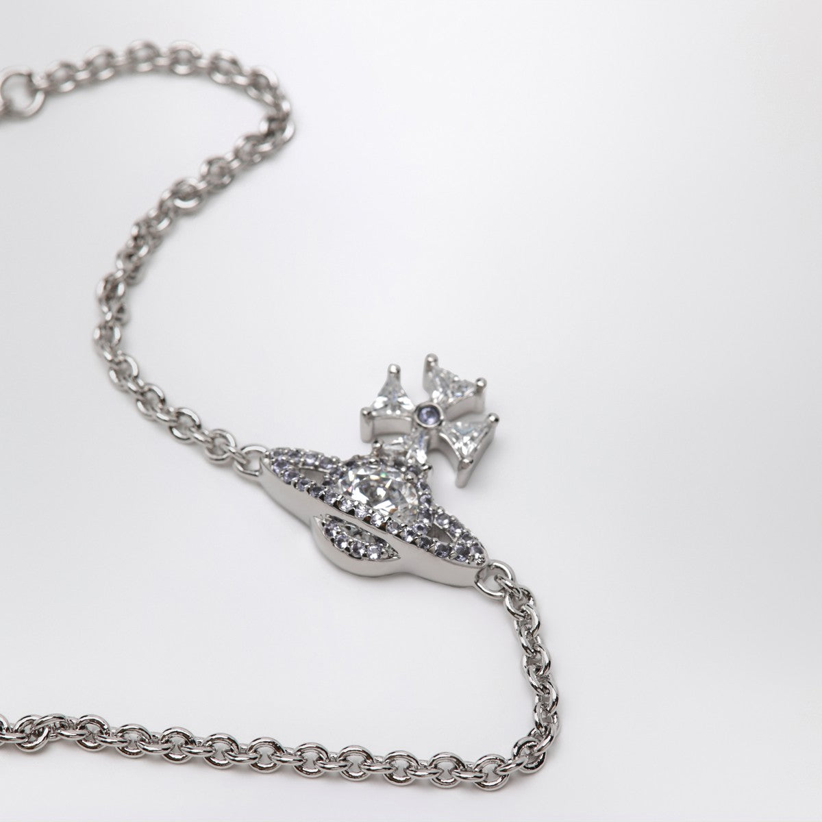 Vivienne Westwood Platinum Orb logo bracelet with crystals