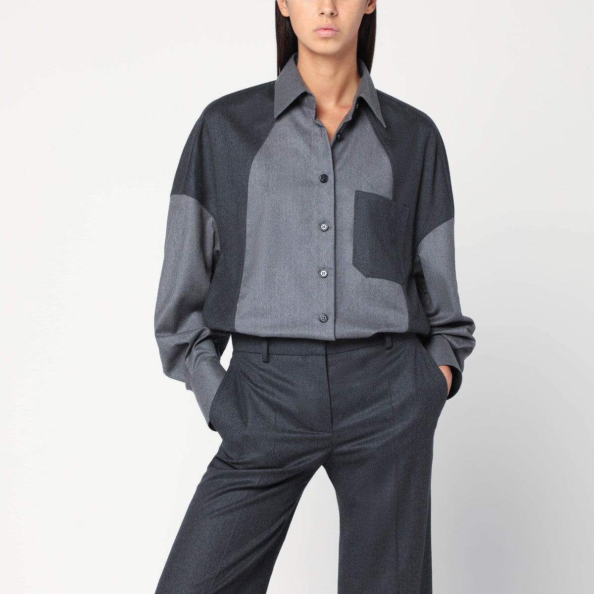 Stella McCartney Oversized gray wool shirt