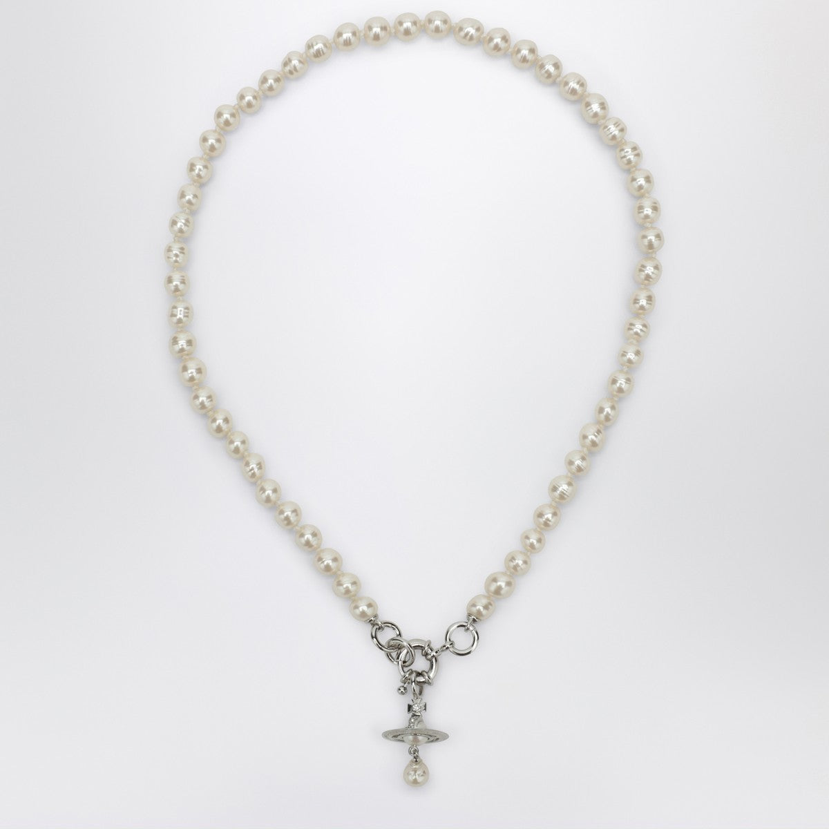 Vivienne Westwood Aleksa Pearl Necklace with Platinum Finish
