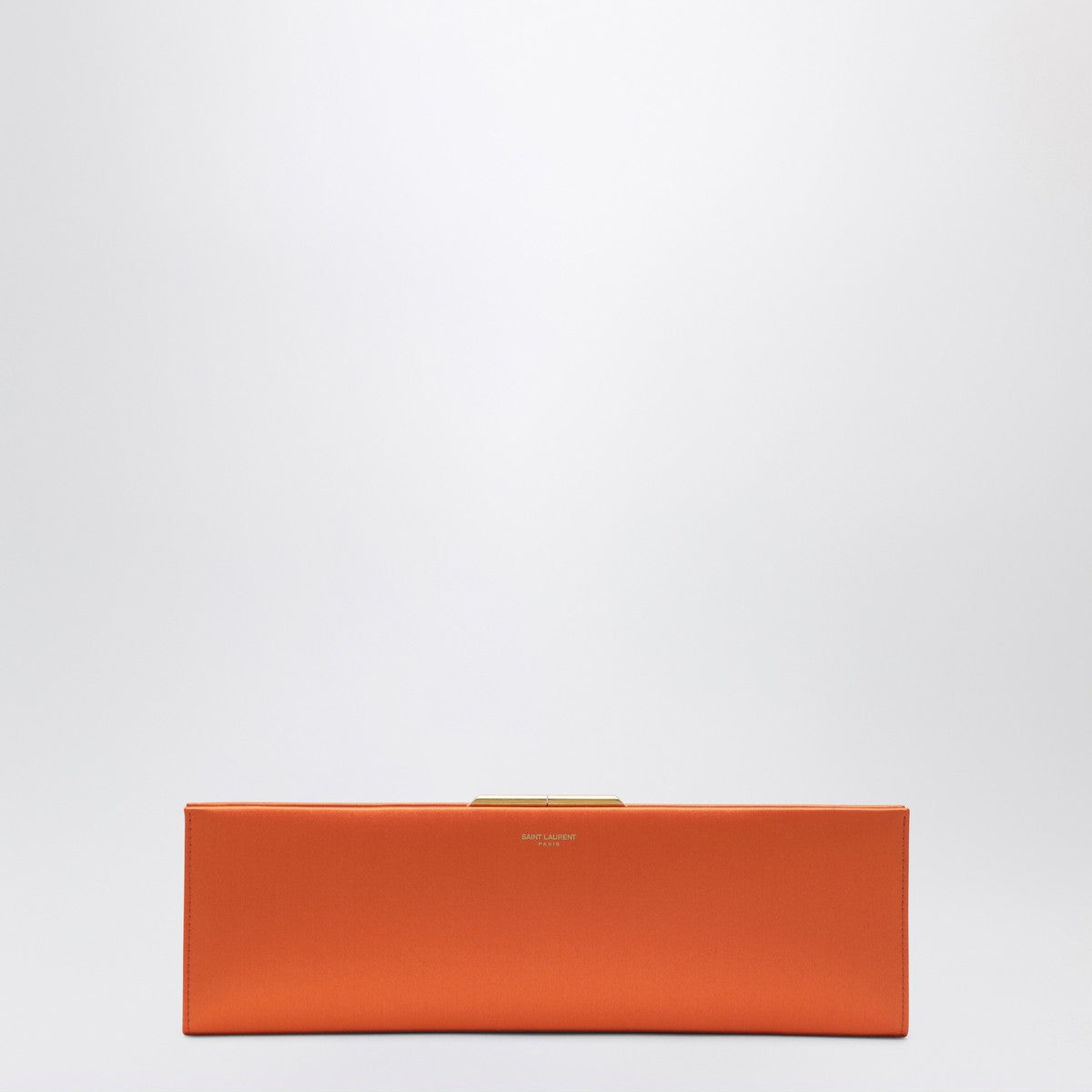 Saint Laurent Midnight Clutch Large in Orange Satin