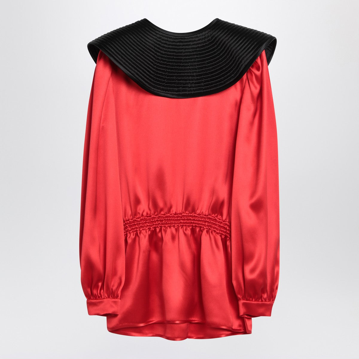 Valentino Red silk blouse with black collar