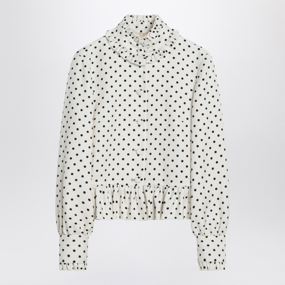 Valentino White single-breasted jacket with black polka dots