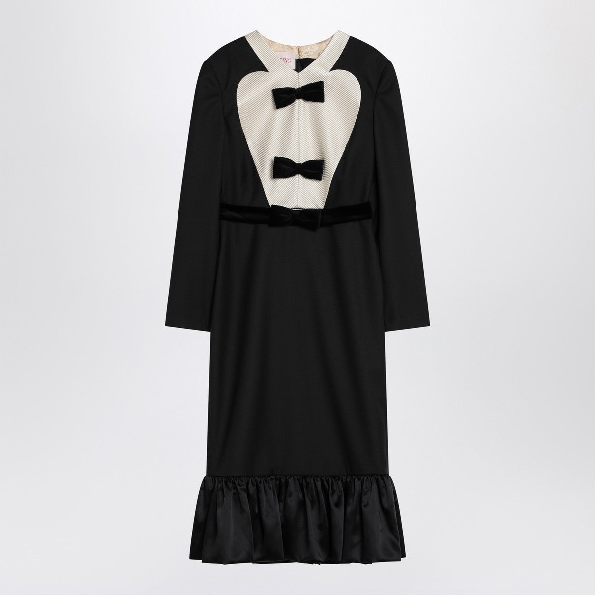 Valentino Black midi wool dress with bows