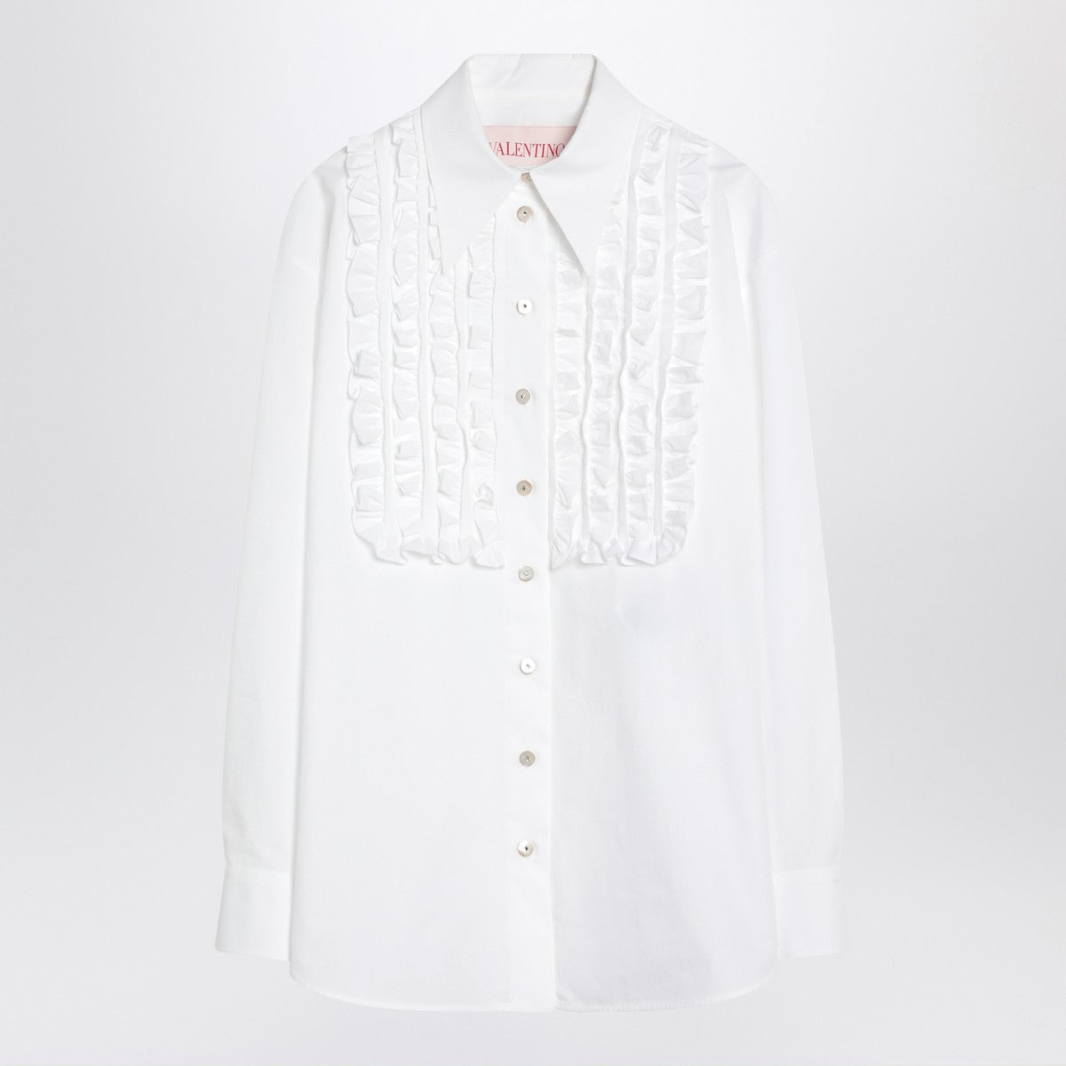 Valentino White cotton shirt with ruffles