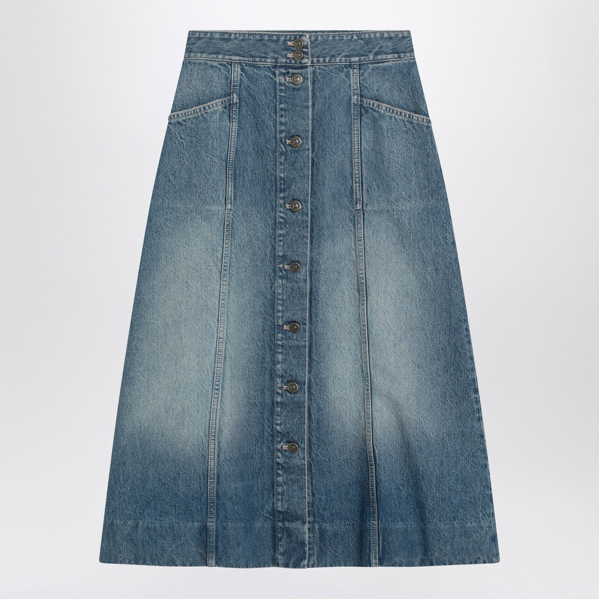 Valentino Washed denim midi skirt