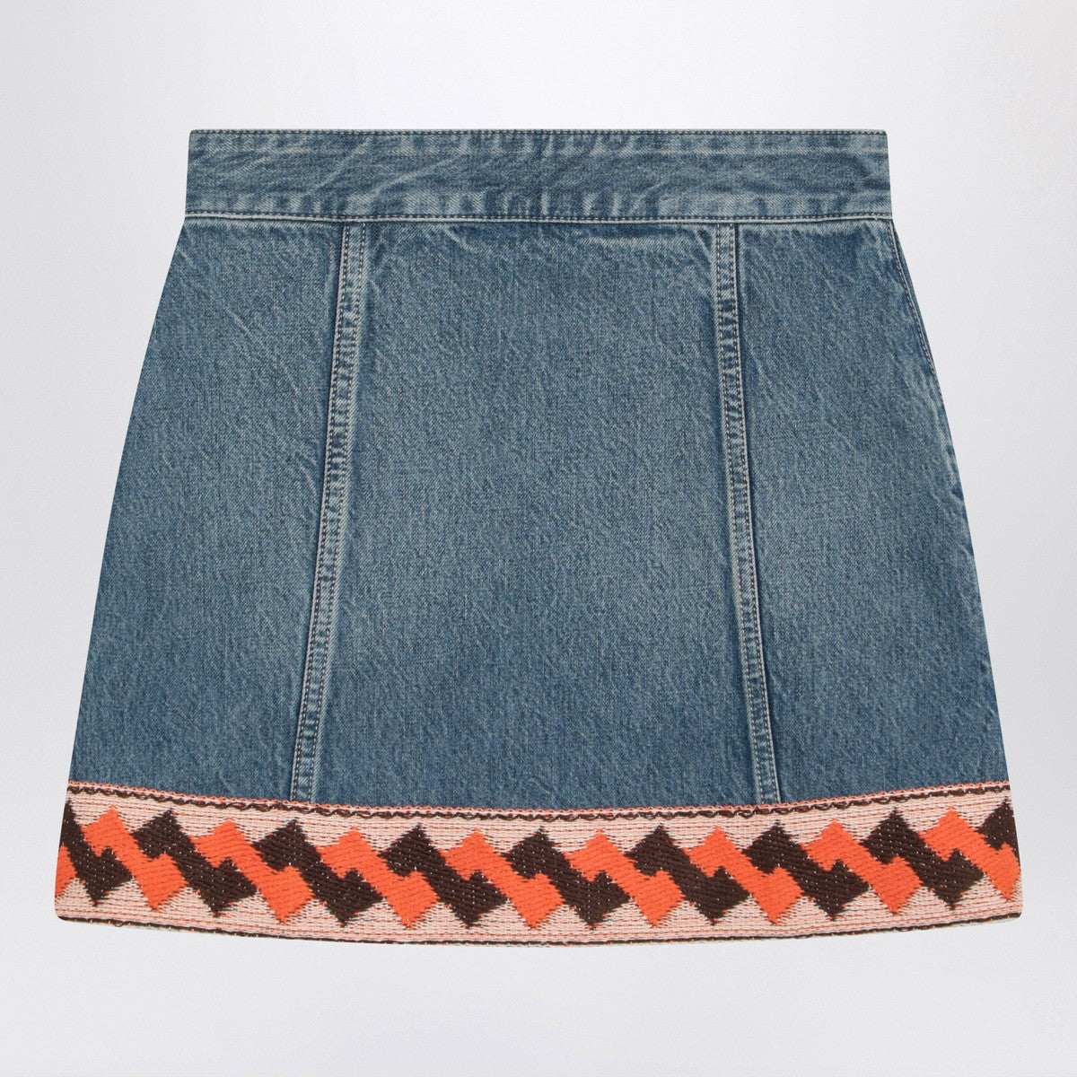 Valentino Denim mini skirt with jacquard trim