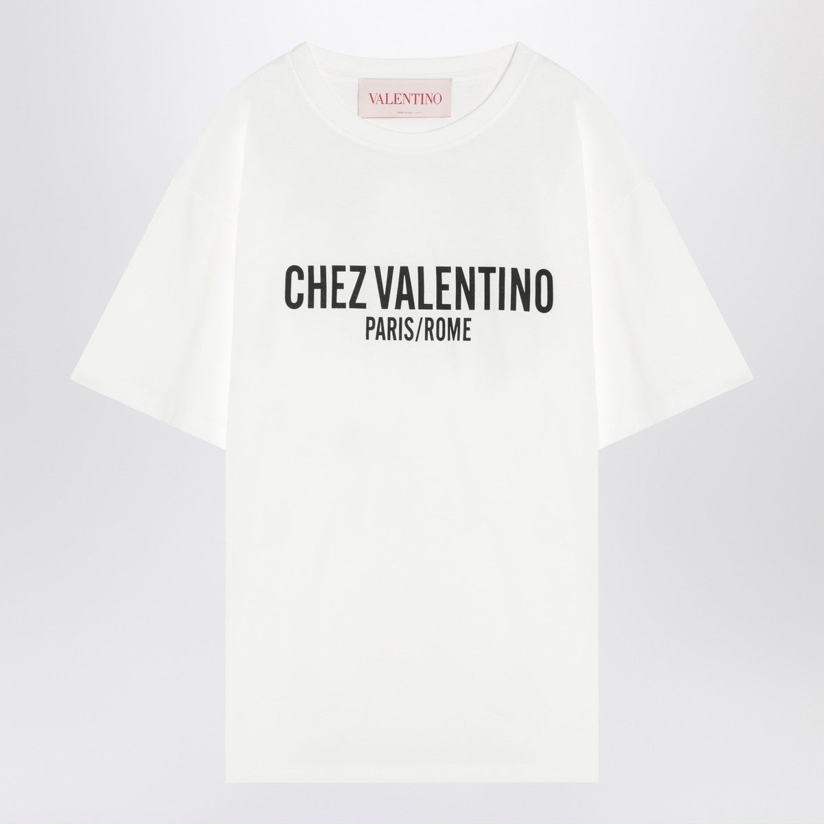 Ivory T-shirt with Chez Valentino print