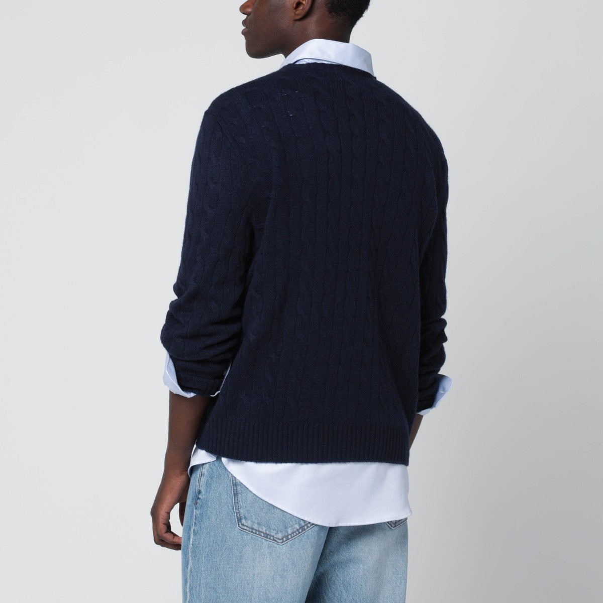 Polo Ralph Lauren Navy blue cable knit jumper in wool and cashmere