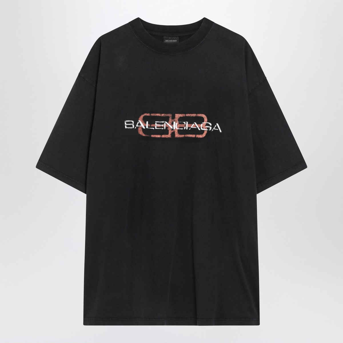 Balenciaga Faded black BB Icon Stencil Medium Fit T-shirt