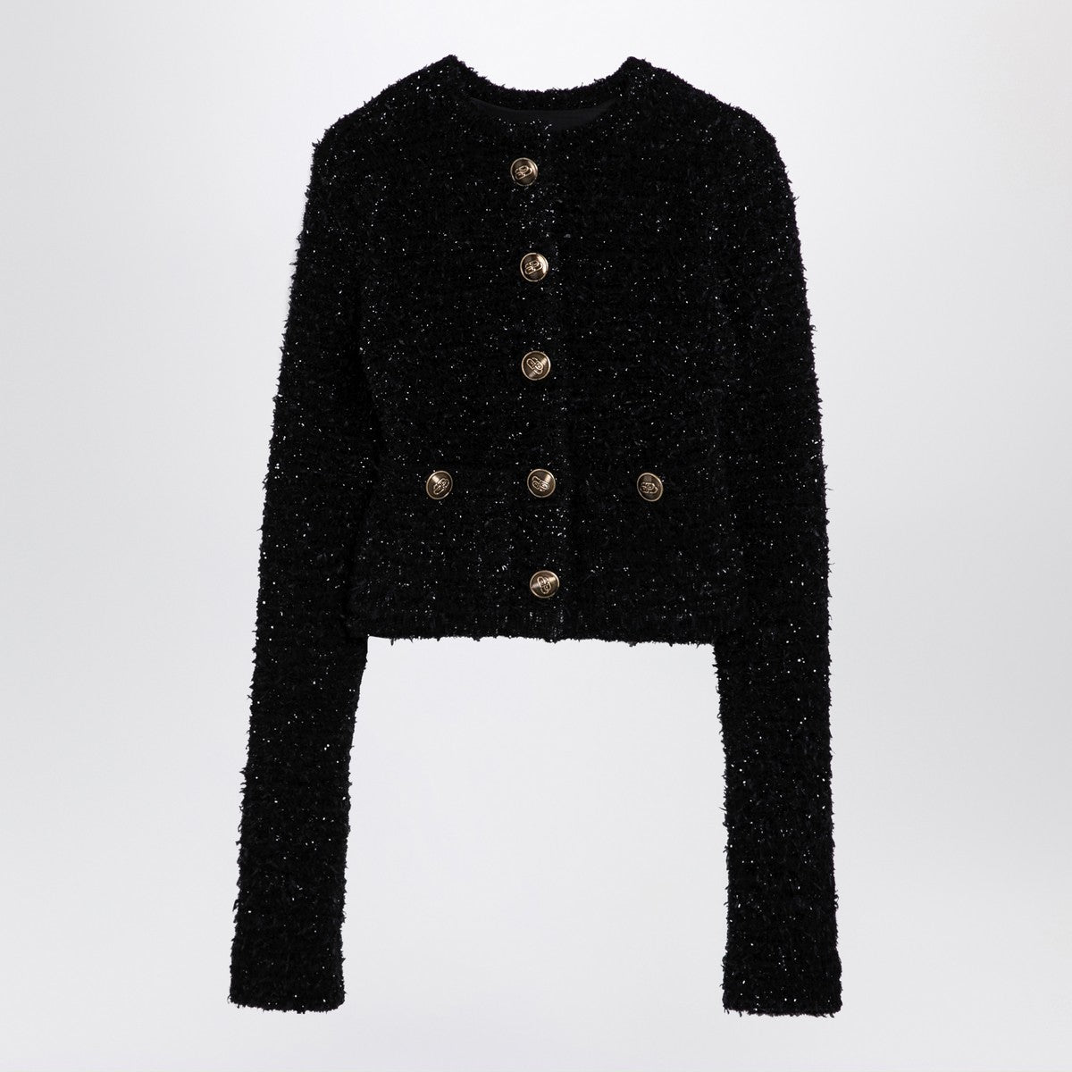 Balenciaga Black cotton blend tweed cropped cardigan