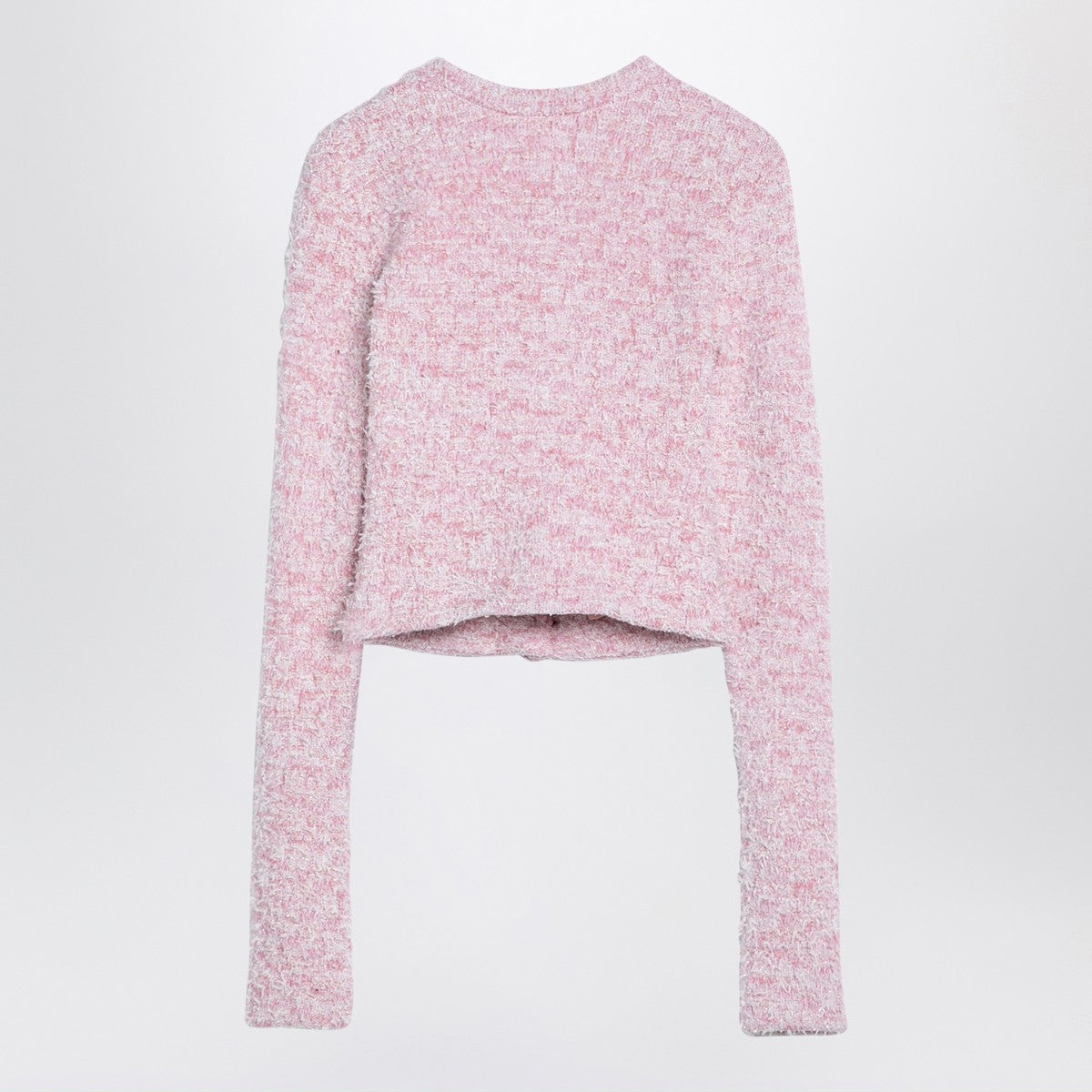 Balenciaga Pink cotton blend tweed cropped cardigan
