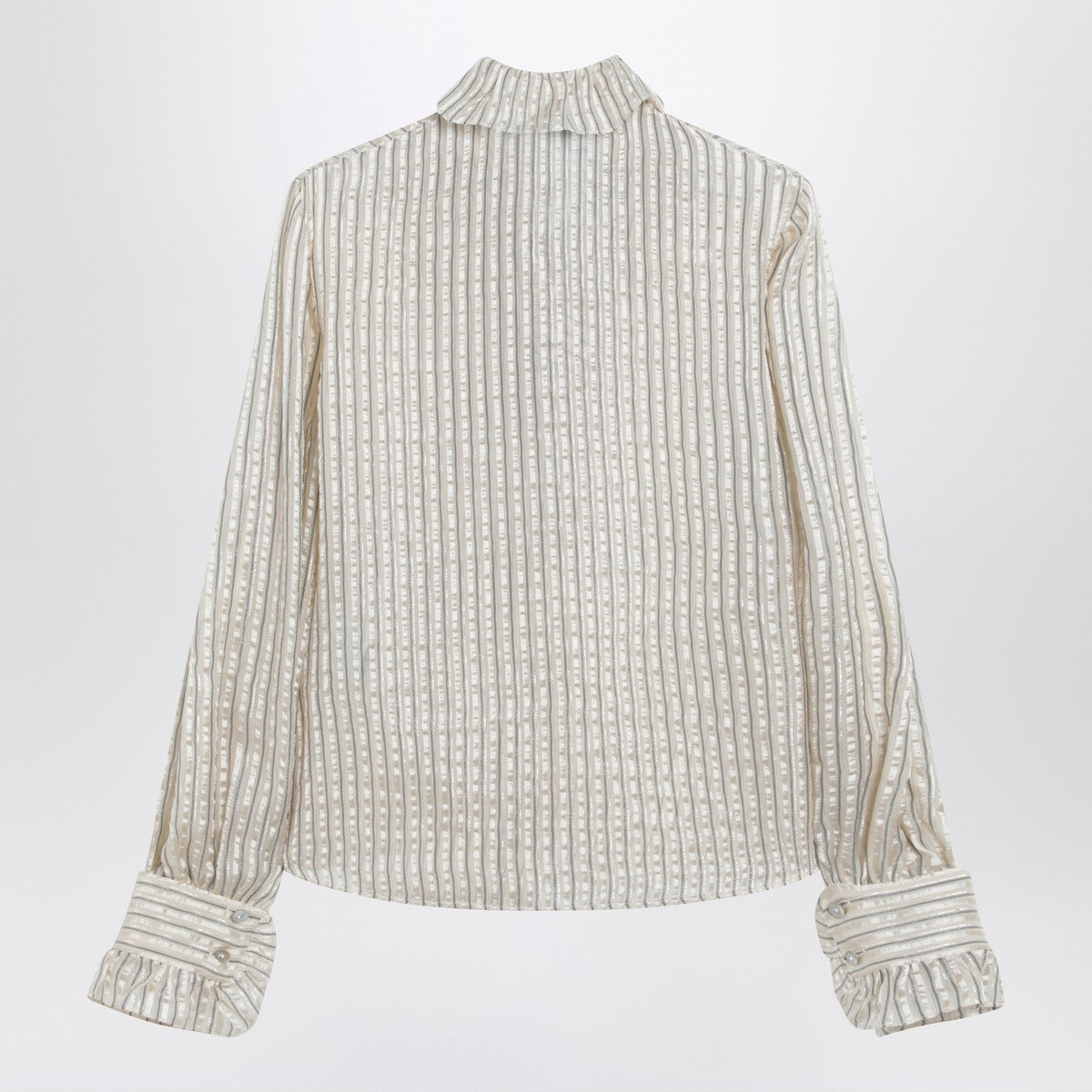 Valentino Light beige silk-blend shirt with ruffles