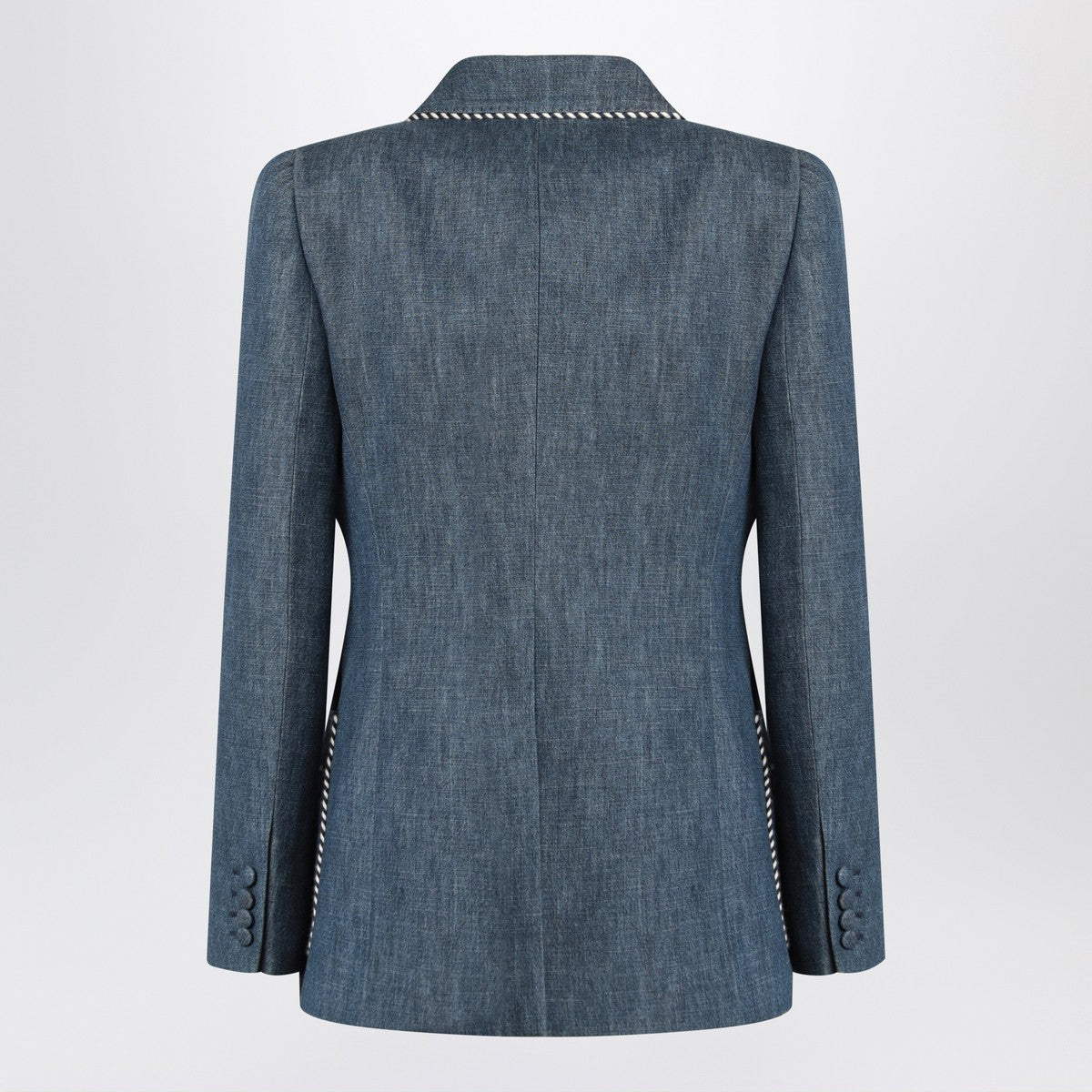 Valentino Double-breasted blue jacket in chambray denim