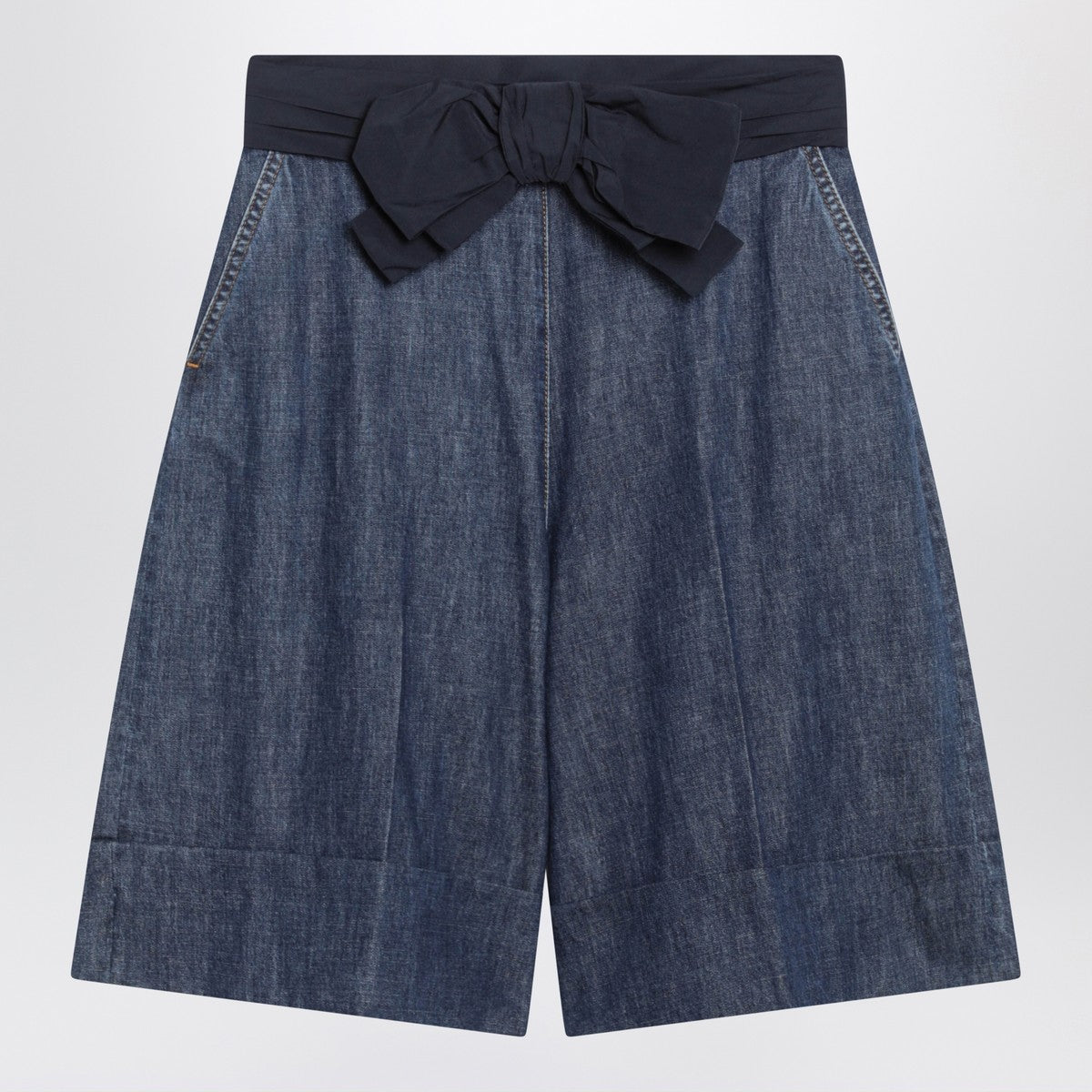 Valentino Denim bermuda shorts with oversized bow