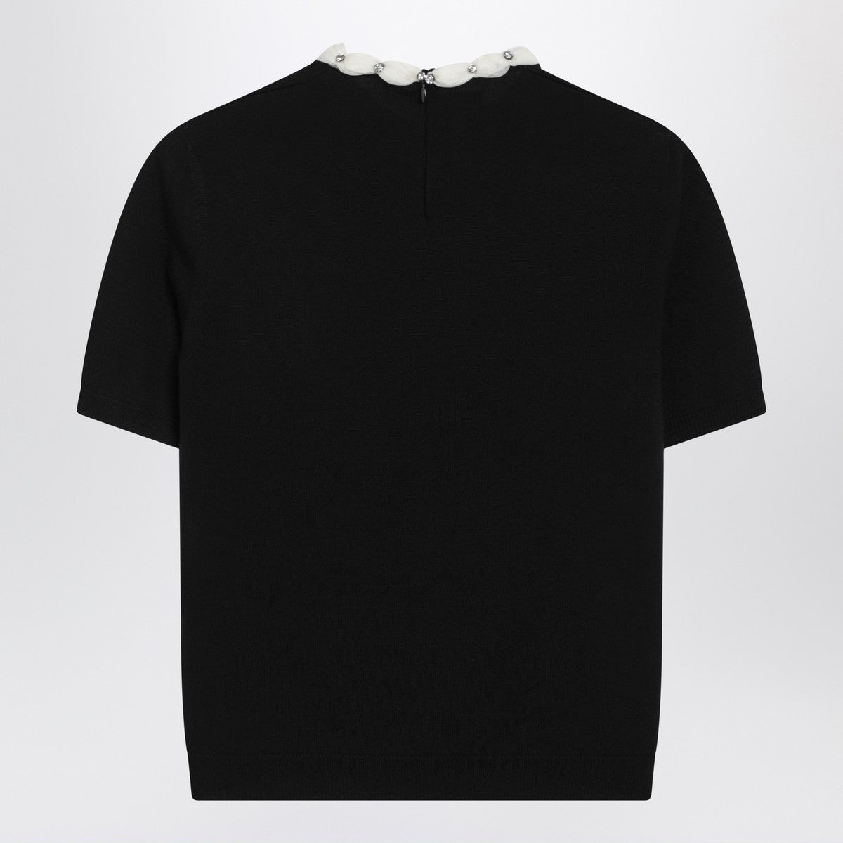Valentino Black crewneck sweater with crystal details