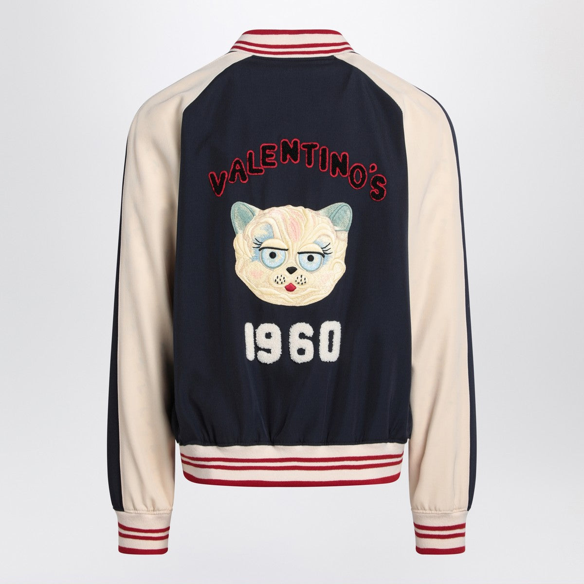 Valentino Blue/cream bomber with mixed wool VLogo