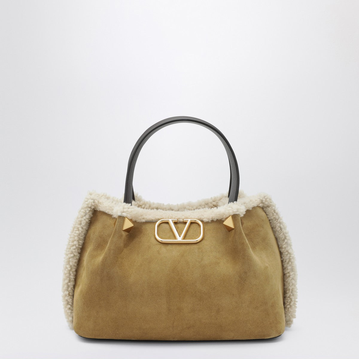 Valentino Garavani VLogo Small beige suede bag