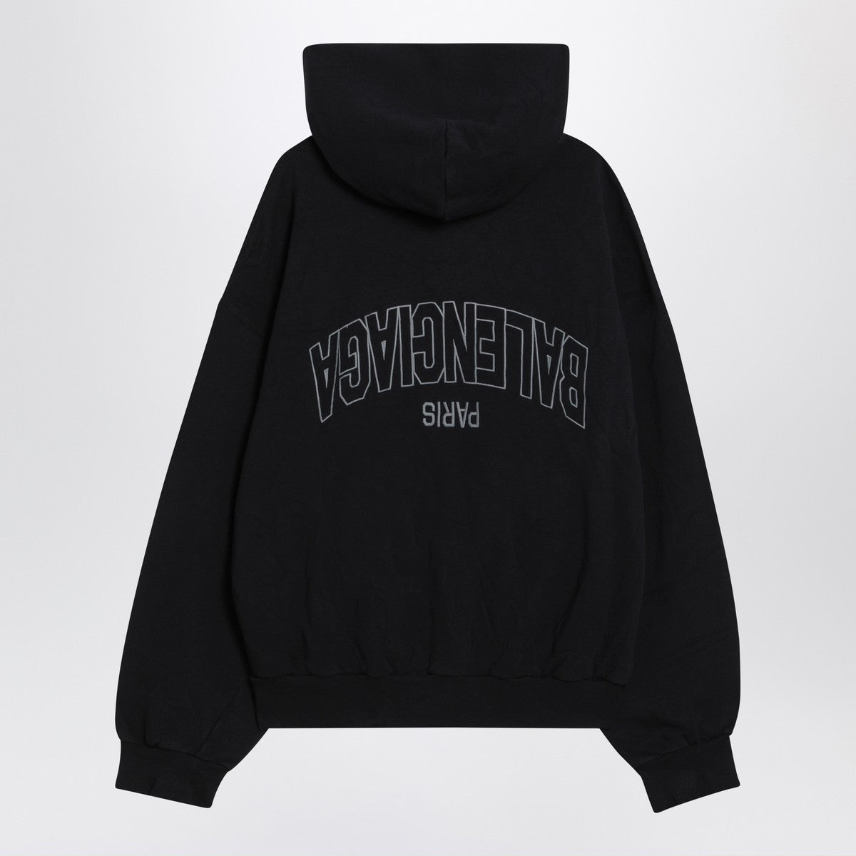 Balenciaga Washed black Flipped Uni Regular Fit zip hoodie