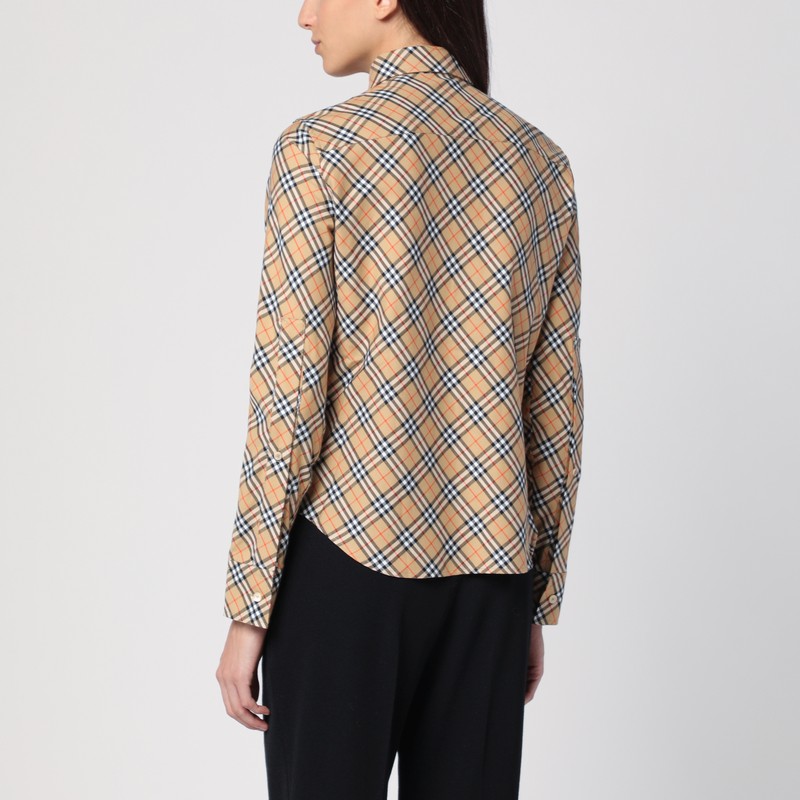 Burberry Beige button-down shirt with Check pattern