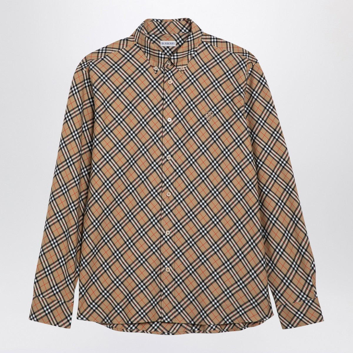 Burberry Beige button-down shirt with Check pattern