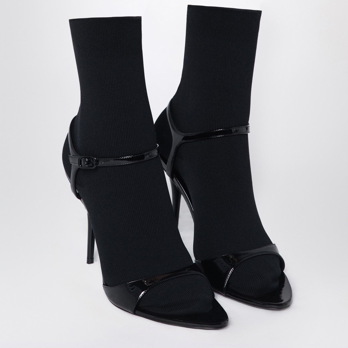 Balenciaga Avenue Sock black sandal in patent leather and mesh
