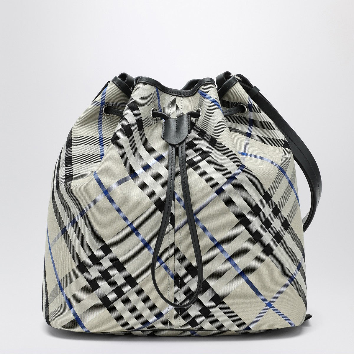 Burberry Medium bucket bag with Lichen-colour Check pattern