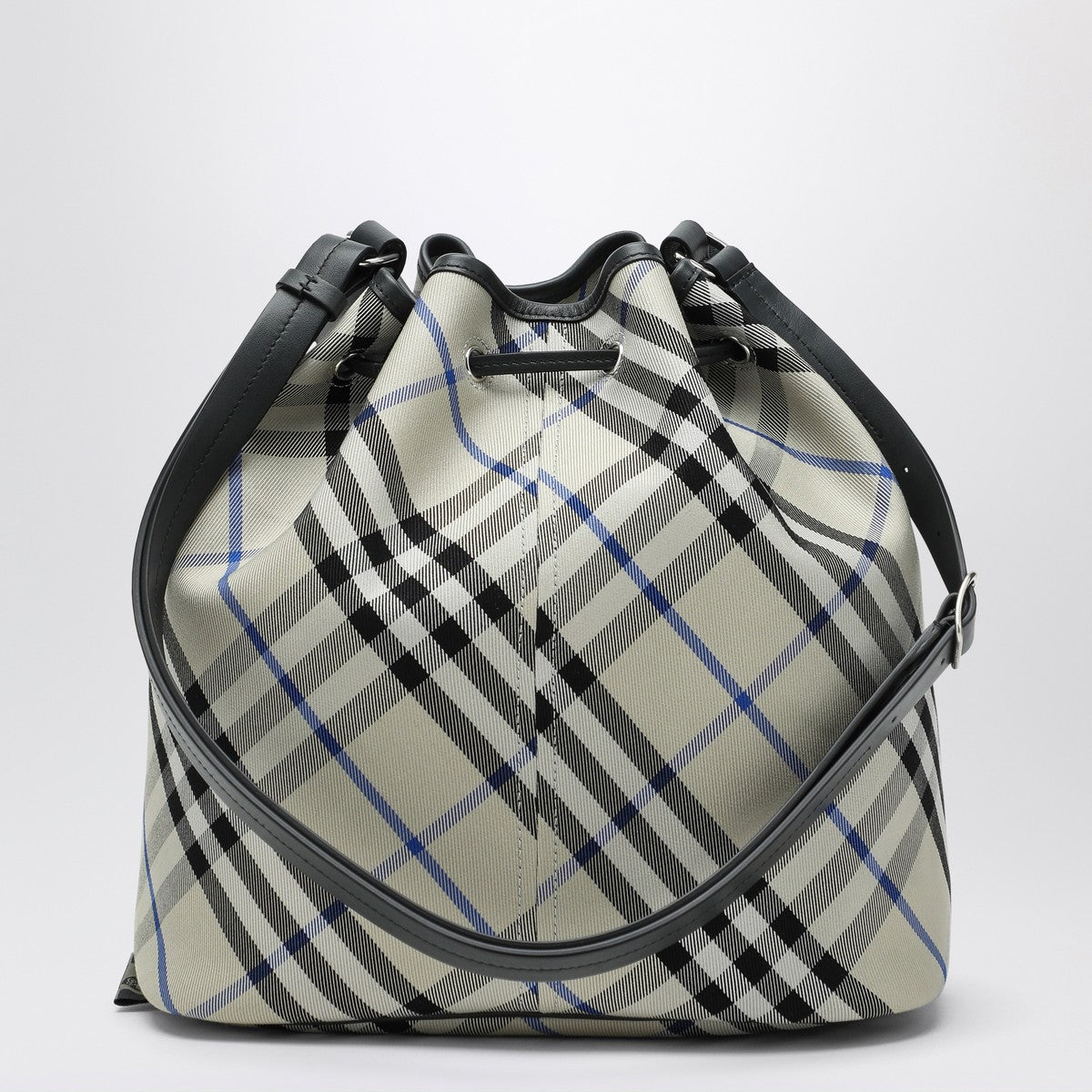 Burberry Medium bucket bag with Lichen-colour Check pattern