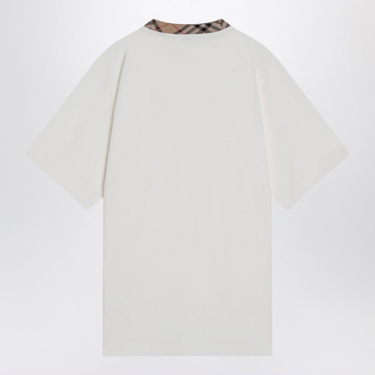 Burberry White cotton T-shirt with Check finishes