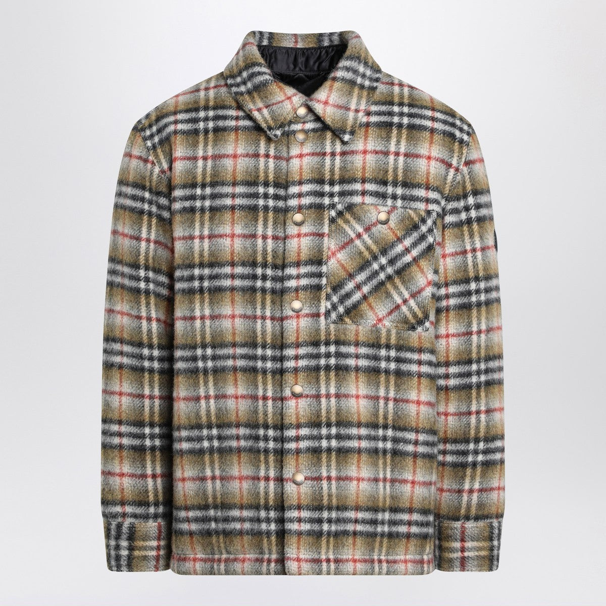 Burberry Beige checked wool shirt jacket