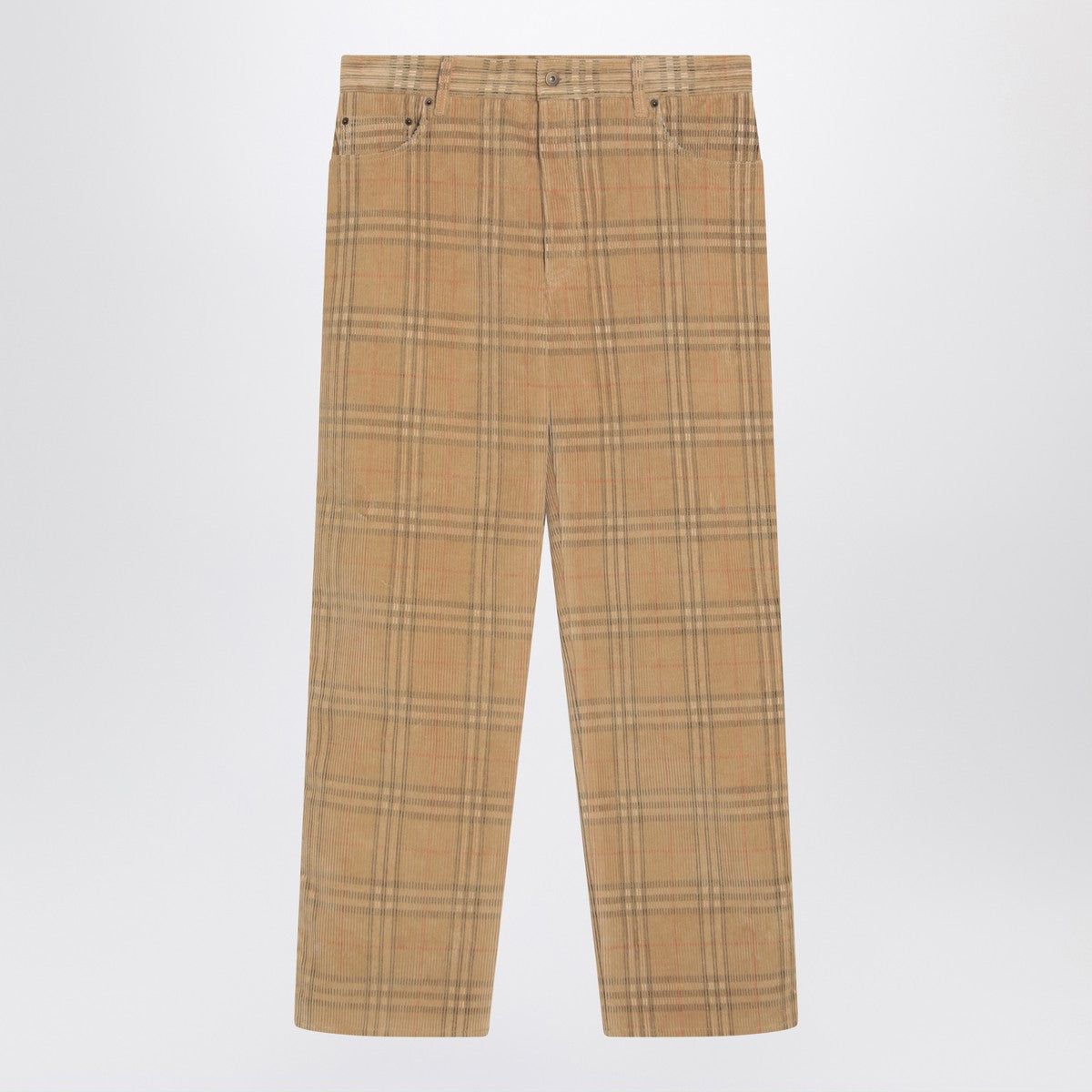 Burberry Sand-coloured check corduroy trousers
