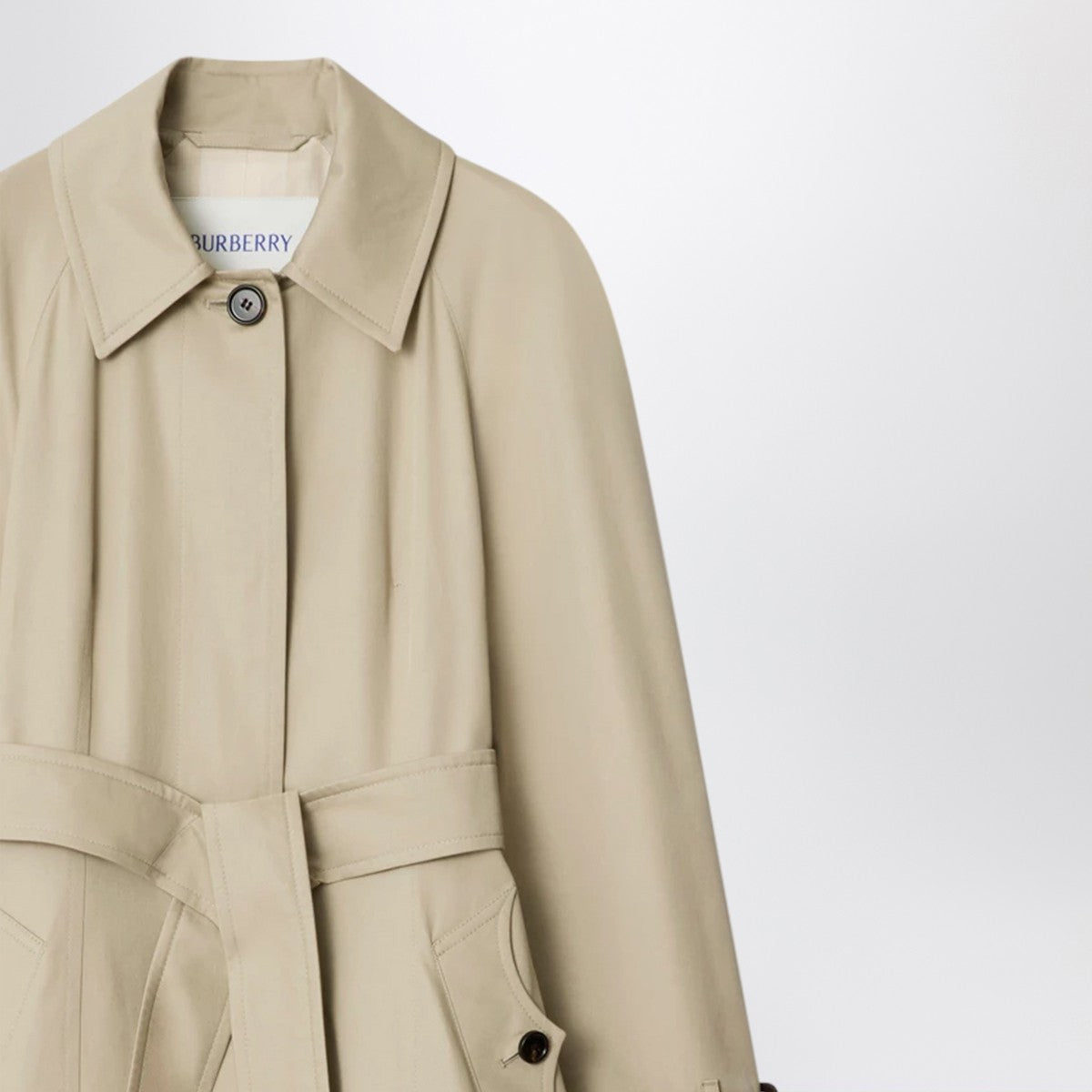 Burberry Long beige gabardine Ellingham car coat