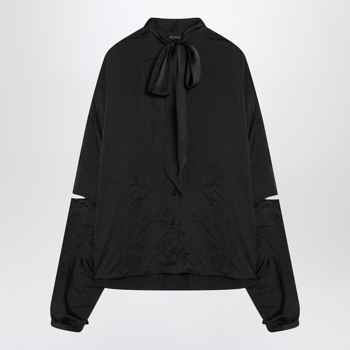 Balenciaga Black satin blouse with bow