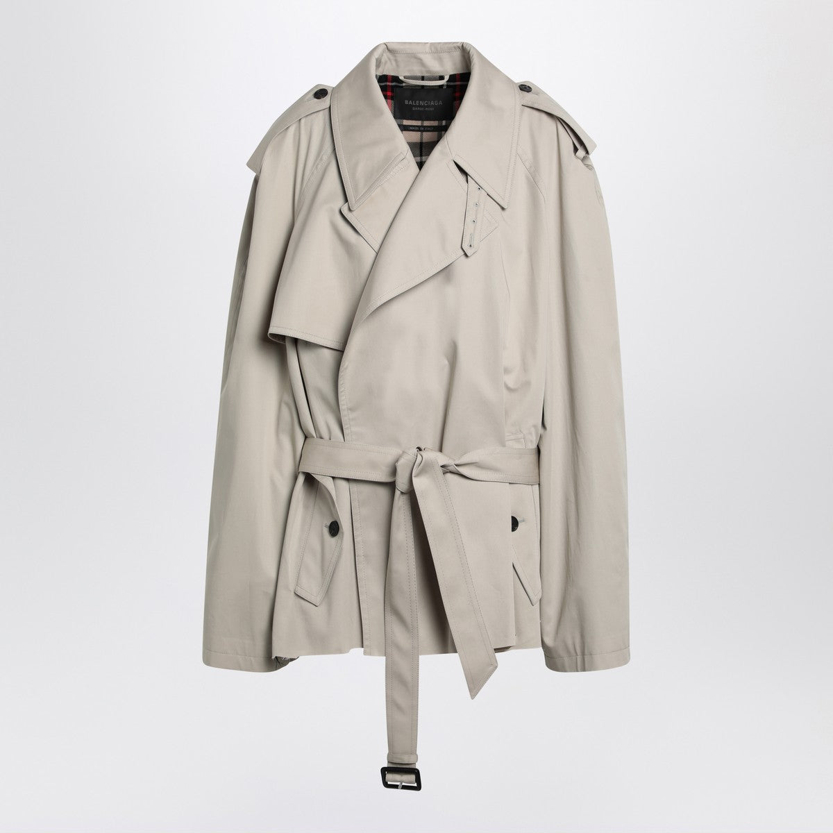 Balenciaga Beige cropped trench coat in cotton twill