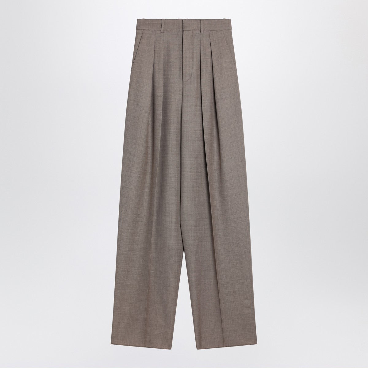 Saint Laurent Wide taupe beige wool trousers