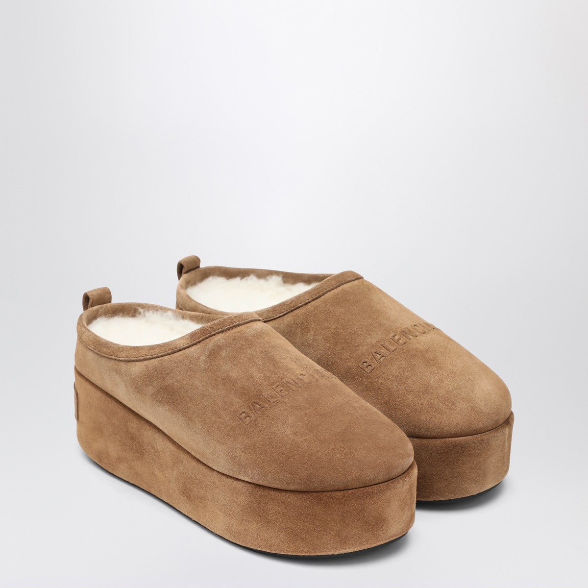 Balenciaga Alaska Soft brown platform clogs