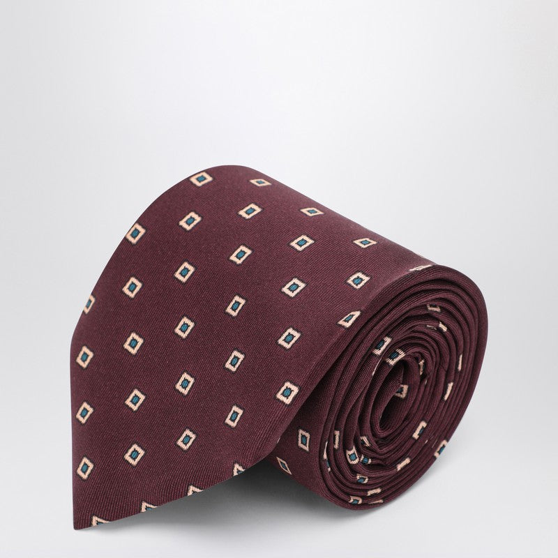 Saint Laurent Bordeaux silk tie with print