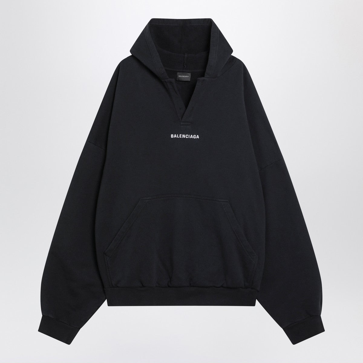 Balenciaga Back polo sweatshirt in faded black fleece