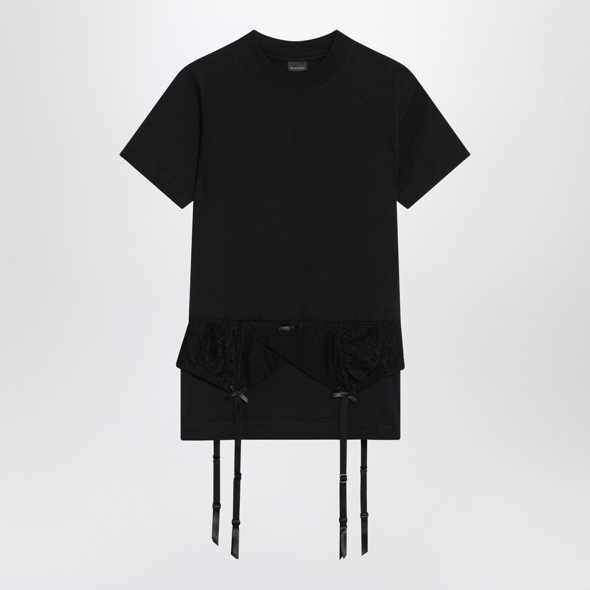Balenciaga Black jersey stretch lingerie T-shirt