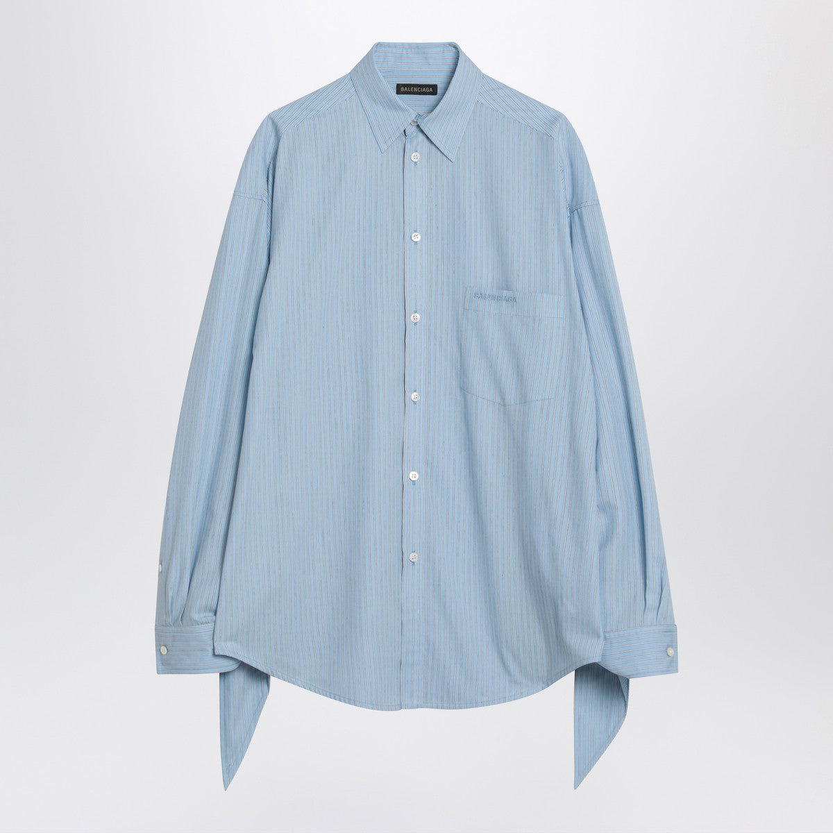 Balenciaga Light blue striped shirt with knotted cuffs