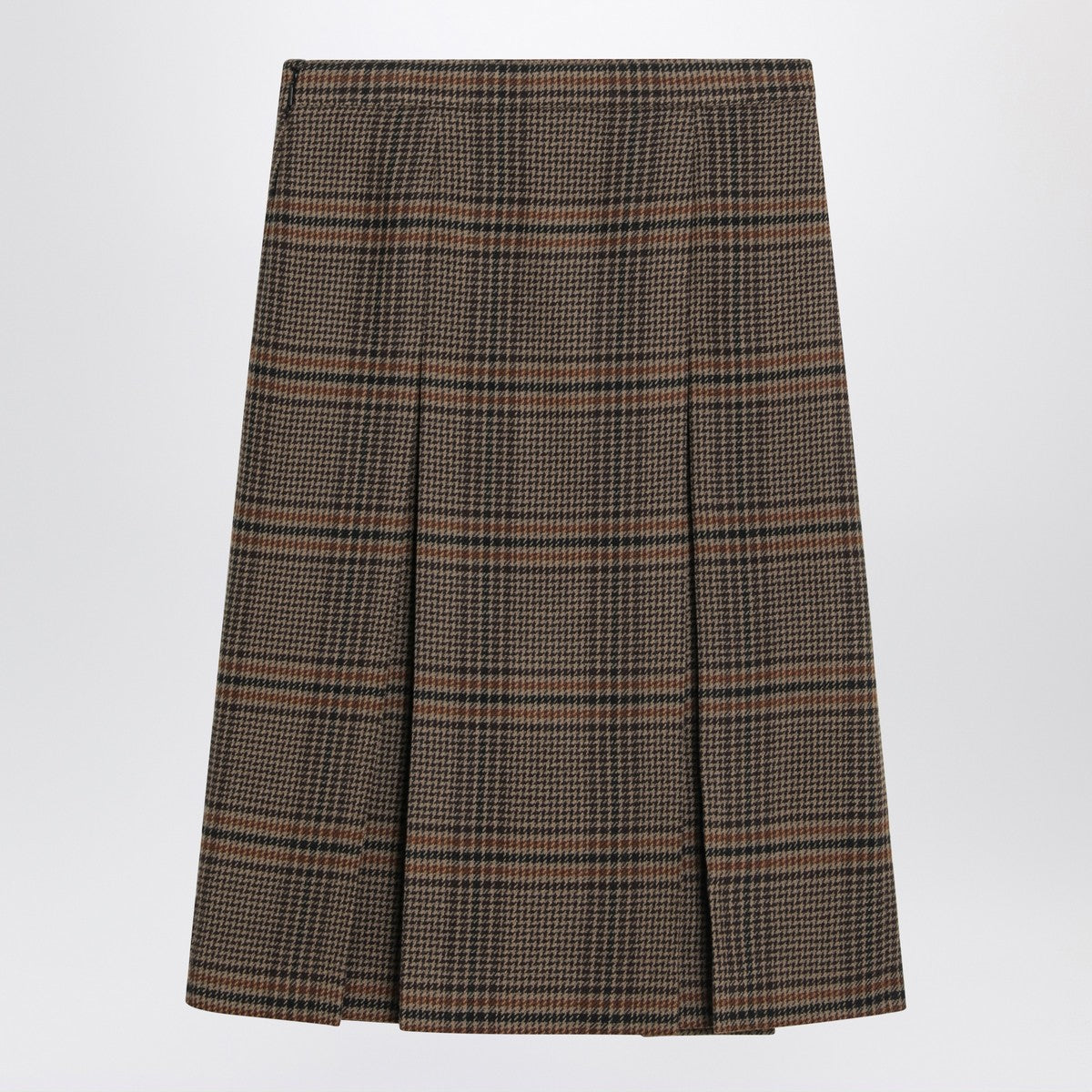 Saint Laurent Prince of Wales wool midi skirt