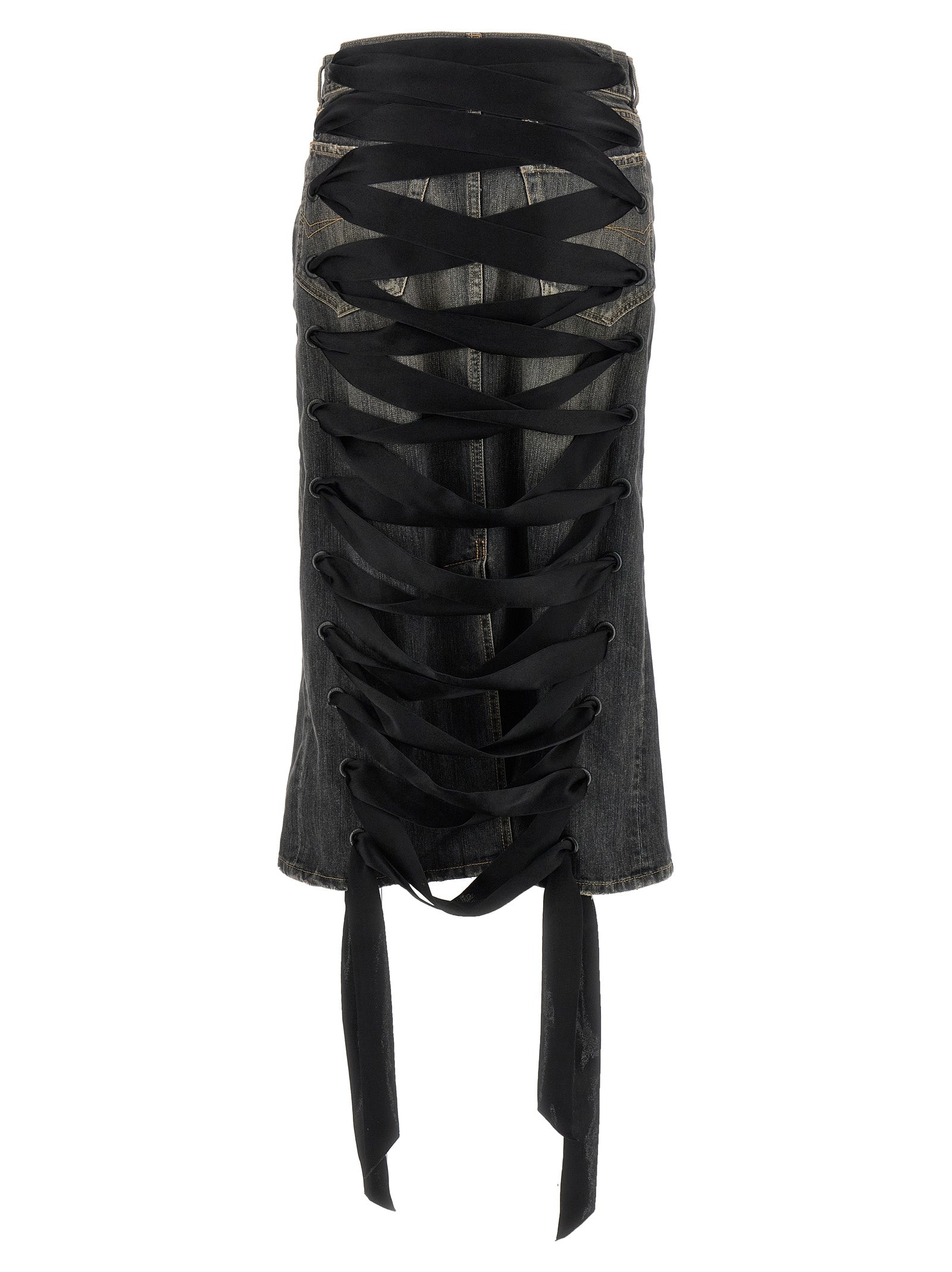 Balenciaga Lace Up Denim Skirt