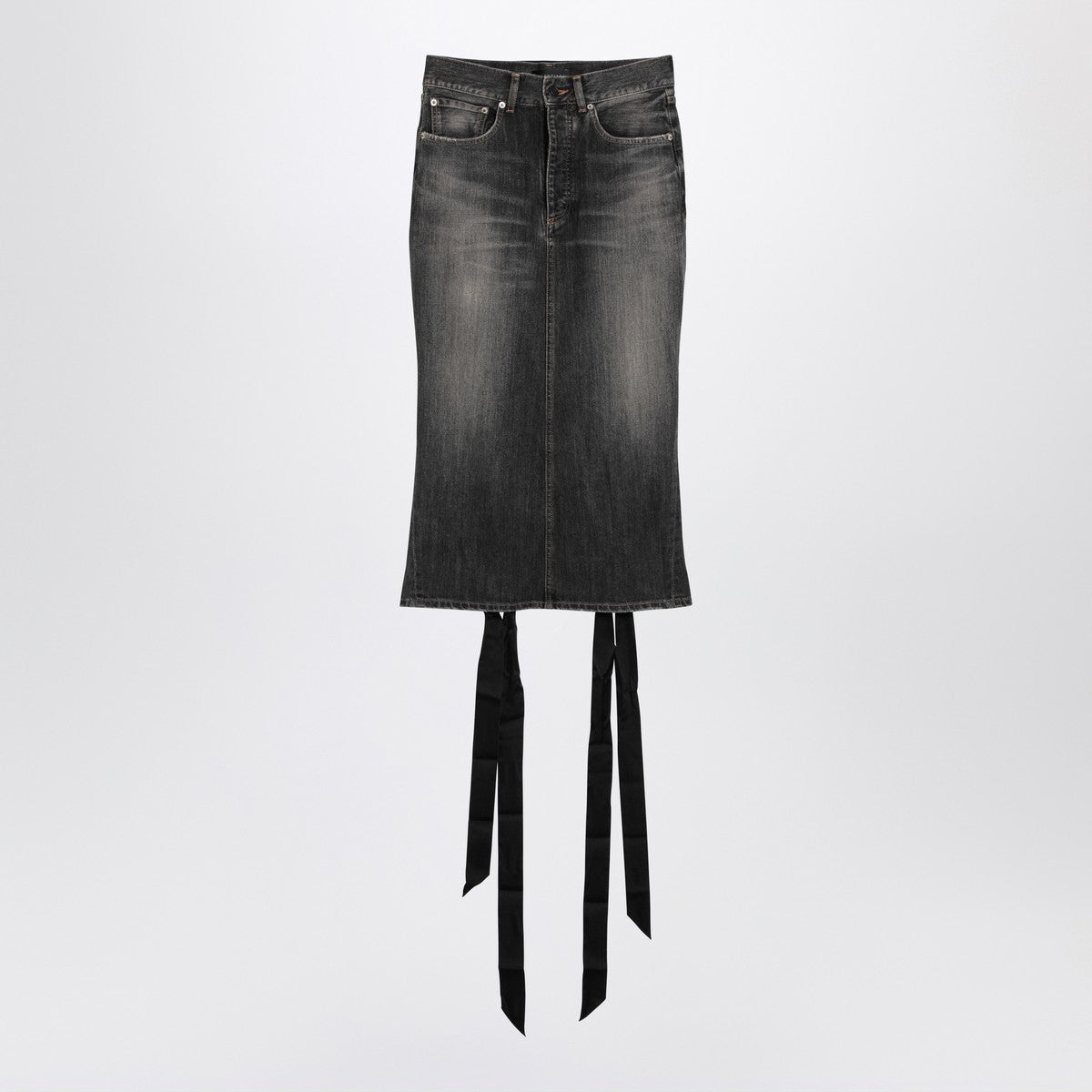 Balenciaga Skirt with laces in smoky grey denim
