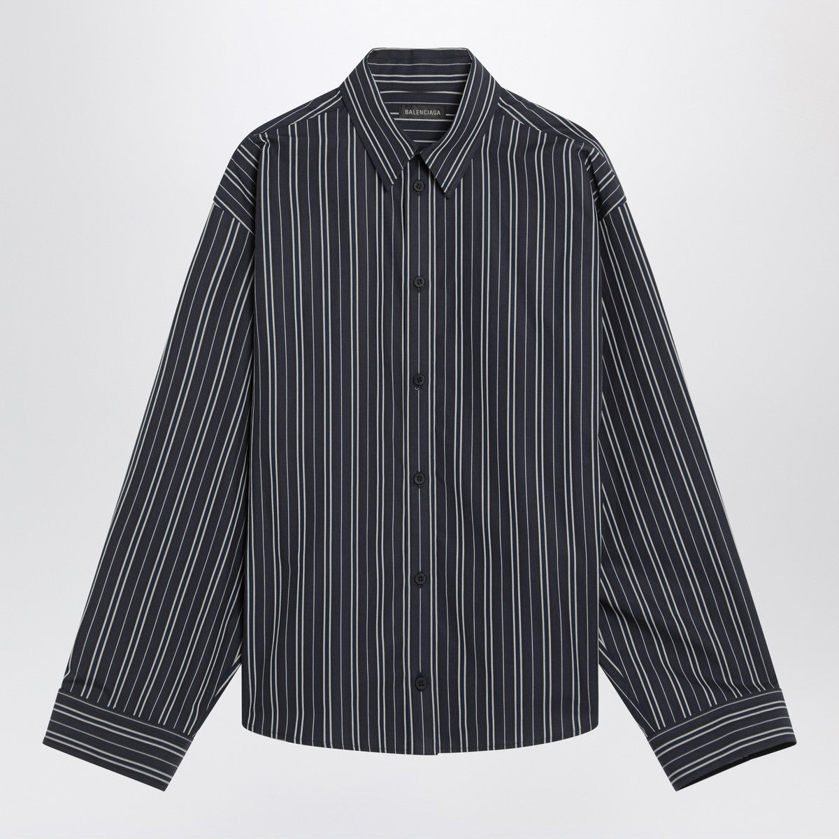 Balenciaga Navy blue striped cotton shirt